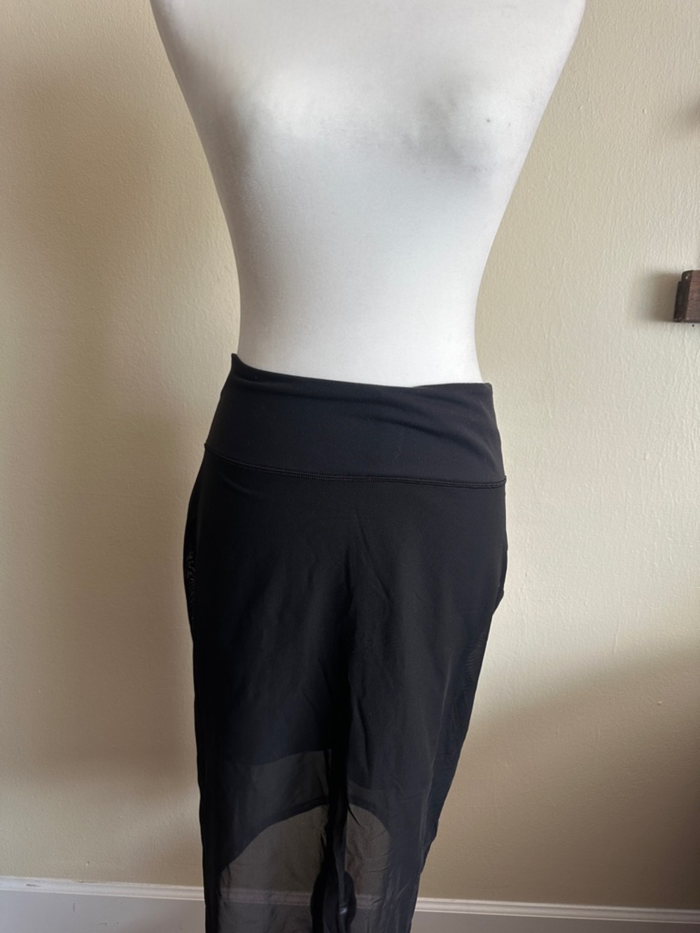 lululemon athletica Black Midi Skirt with Sheer Panels